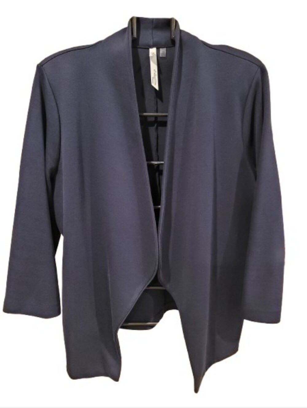 NY Collection Navy Open Front Drape Neck Jacket 1X - Picture 3 of 13